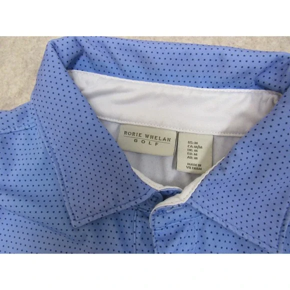 Rorie Whelan Golf Mens Blue Micro Dot Performance Polo Shirt Size Medium Stretch - Picture 3 of 7